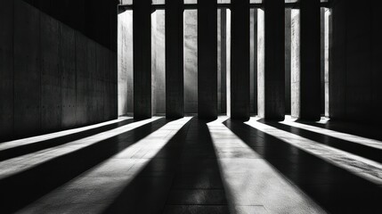 Canvas Print - Light Streaks Through Concrete Pillars