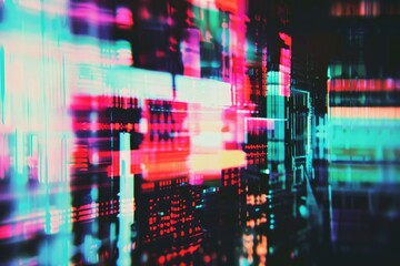 Aufkleber - Nighttime cityscape with vibrant neon lights, perfect for urban or futuristic concepts