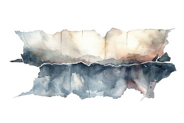 Poster - A delicate watercolor painting of a torn paper fragment