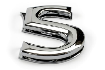 Poster - A single chrome letter S on a white background, great for typography and design concepts