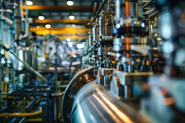 Canvas Print - Industrial facility filled with metal piping and equipment