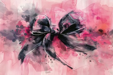 Poster - A bow on a pink background