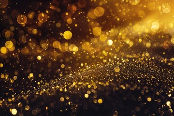 Poster - A dark background filled with golden sparkles, suitable for use in designs where a touch of luxury is needed