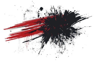 Poster - A close-up of a white background with black and red paint splatters