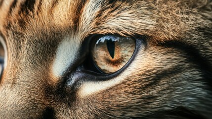 Sticker - Close-up of a Cat's Eye with Brown Fur