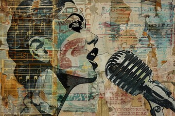 Poster - A woman performing on stage, singing into a microphone
