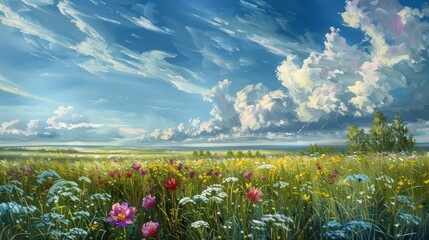 Sticker - Summer Meadow with Bright Sky