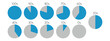 © Rajob - Percentage vector infographics. 0 10 20 30 40 50 60 70 80 90 100 percent pie chart symbols. Isolated circle icons for business, download, web design