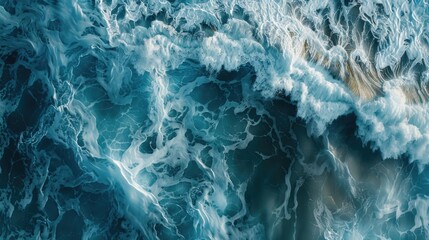 Poster - A detailed view of an ocean wave, with water and foam