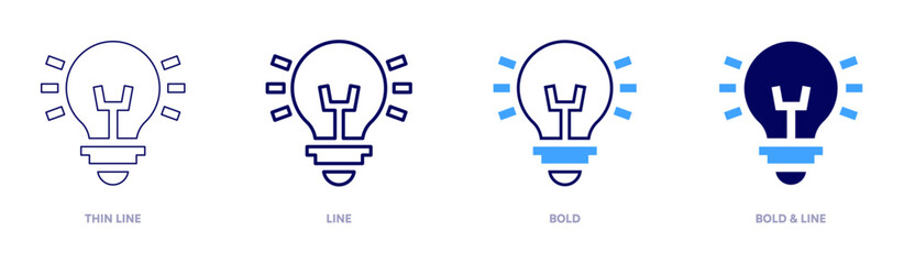 Measurement idea icon in 4 different styles. Thin Line, Line, Bold, and Bold Line. Duotone style. Editable stroke