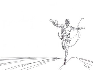 Canvas Print - Runner crossing finish line sketch.