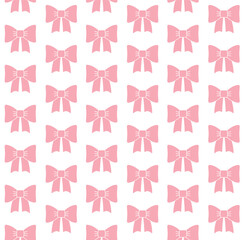 Sticker - Vector seamless pattern of flat pink bow tie isolated on white background