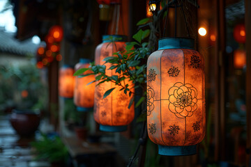 Wall Mural - a group of lanterns from a wall

