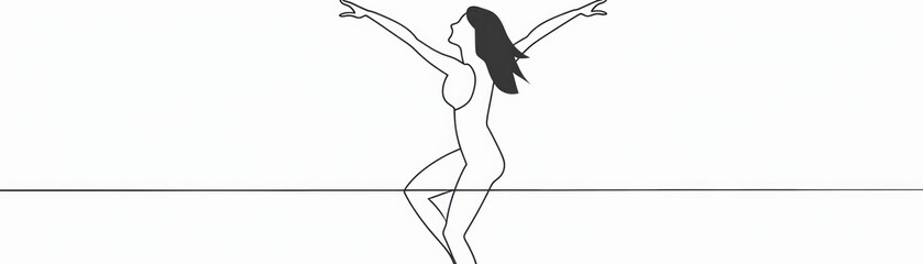 Sticker - Minimalist Line Art Woman Reaching Up.