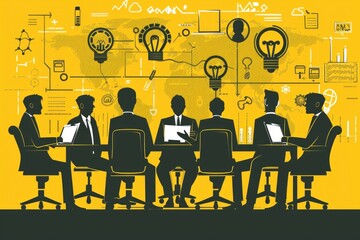 Poster - Group collaboration, remote work, laptop setup