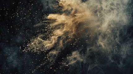 Poster - A dusty cloud suspended in the air against a black background
