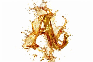 Poster - A golden letter with a splash of liquid on top, simple and elegant design
