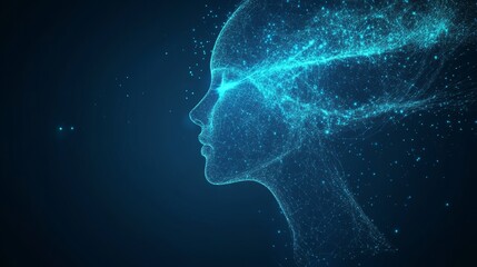 Poster - Abstract digital AI chat light blue background. Chatbot concept. GPT or Artificial Intelligence concept. Technology futuristic electric blue bg with neon abstract elements. Vector illustration. 