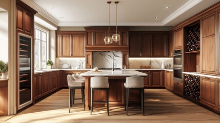 Poster - Luxurious Kitchen Design with Wooden Cabinets