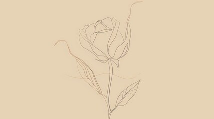 Poster - Minimalist Line Art Rose Illustration.