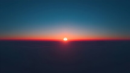 Poster - Breathtaking conceptual image of the sun slowly rising above a serene horizon with the sky gradually transitioning from dark to light creating a stunning color gradient and leaving ample copy space