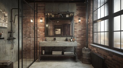 Canvas Print - Industrial Bathroom Interior Design