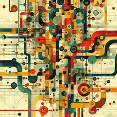 Poster - Vibrant abstract background with colorful geometric shapes. Perfect for design projects, adding a modern touch. Make a bold statement with this dynamic composition.