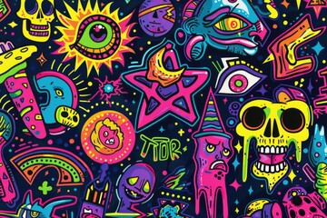 Poster - Vibrant street art on a dark background