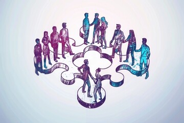 Poster - A group of people standing in a circle, possibly in a meeting or gathering