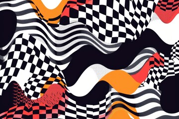 Poster - A geometric design featuring black, white, and red shapes