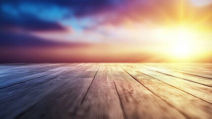 A wooden floor with a sun shining on it