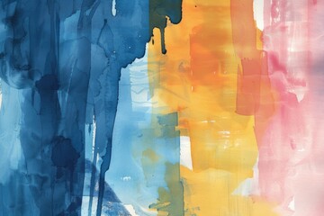 Poster - An abstract painting featuring bold strokes of blue, yellow, and red