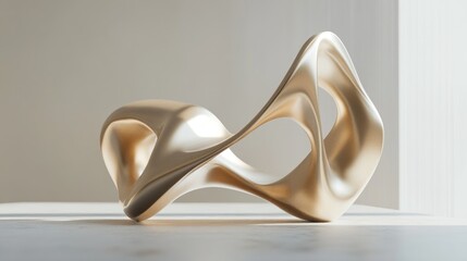 Wall Mural - Abstract Gold Sculpture on White Surface with Light