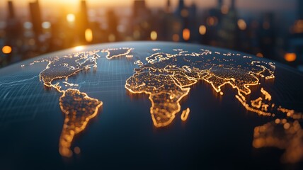 Wall Mural - a globe with lights on it that is lit up in the evening
