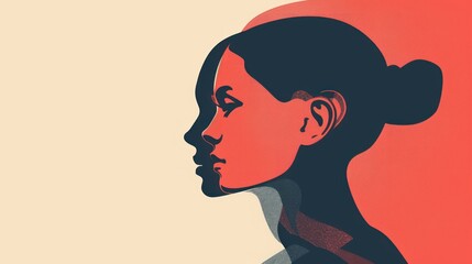 Wall Mural - woman profile abstract art.