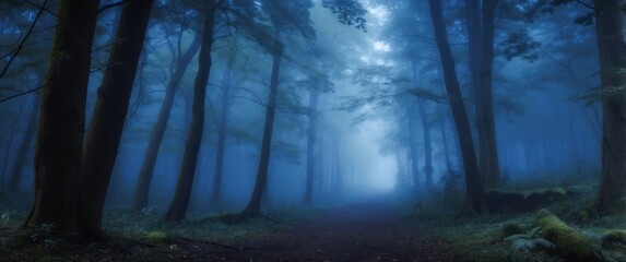 Wall Mural - A Mystical Forest Path Enveloped in Fog