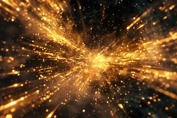 Poster - A bright burst of light on a yellow and black background