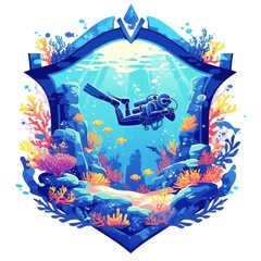 Wall Mural - Scuba Diver Exploring Vibrant Coral Reef with Fish