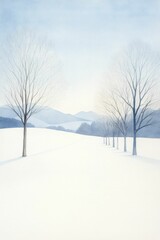 Wall Mural - Enchanting Winter Wonderland in Watercolor, A Dreamy Holiday Escape