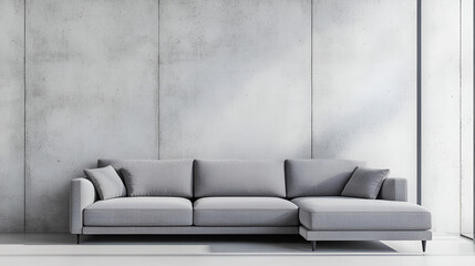 Wall Mural - Modern Sectional Sofa Against Concrete Wall - Perfect for Interior Design