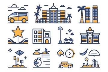 Poster - A collection of simple icons on a white background, suitable for various designs and presentations