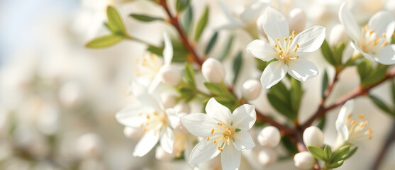 Poster - White Flower Bloom in Springtime