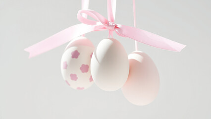 Sticker - Three Pink Easter Eggs with a Pink Ribbon