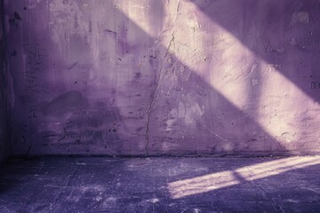 Poster - A minimalist interior design featuring a purple wall and floor, ideal for use in product photography or as a background for digital art
