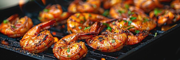 Poster - Grilled Homemade Spiced Headless Fried Shrimp