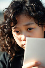 Sticker - Little girl holding a blank white card