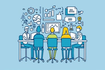 Poster - Group of people socializing over food and drinks at a table, ideal for use in lifestyle, family or corporate settings