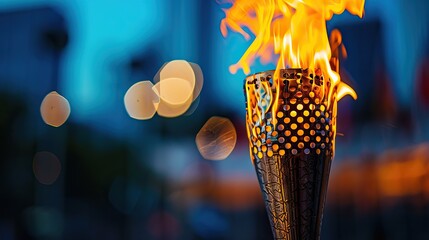 Burning Torch with Bokeh Lights