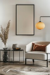 Wall Mural - A peaceful living room scene with a comfortable chair and a table