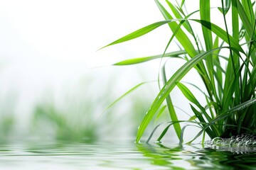 Poster - A close-up view of a plant growing in the water